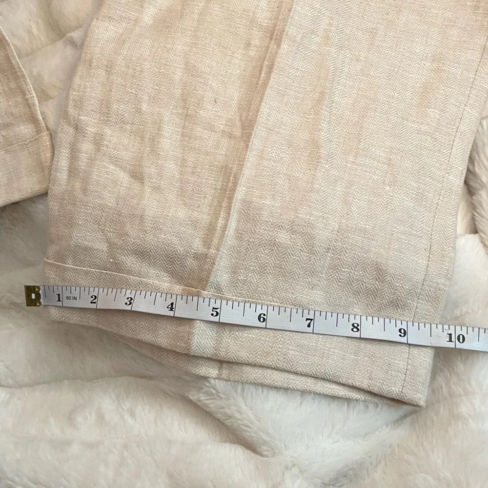 Charleston Khakis 35R Subtle Chevron Pleated Cuffed Beige Preppy Casual Pants